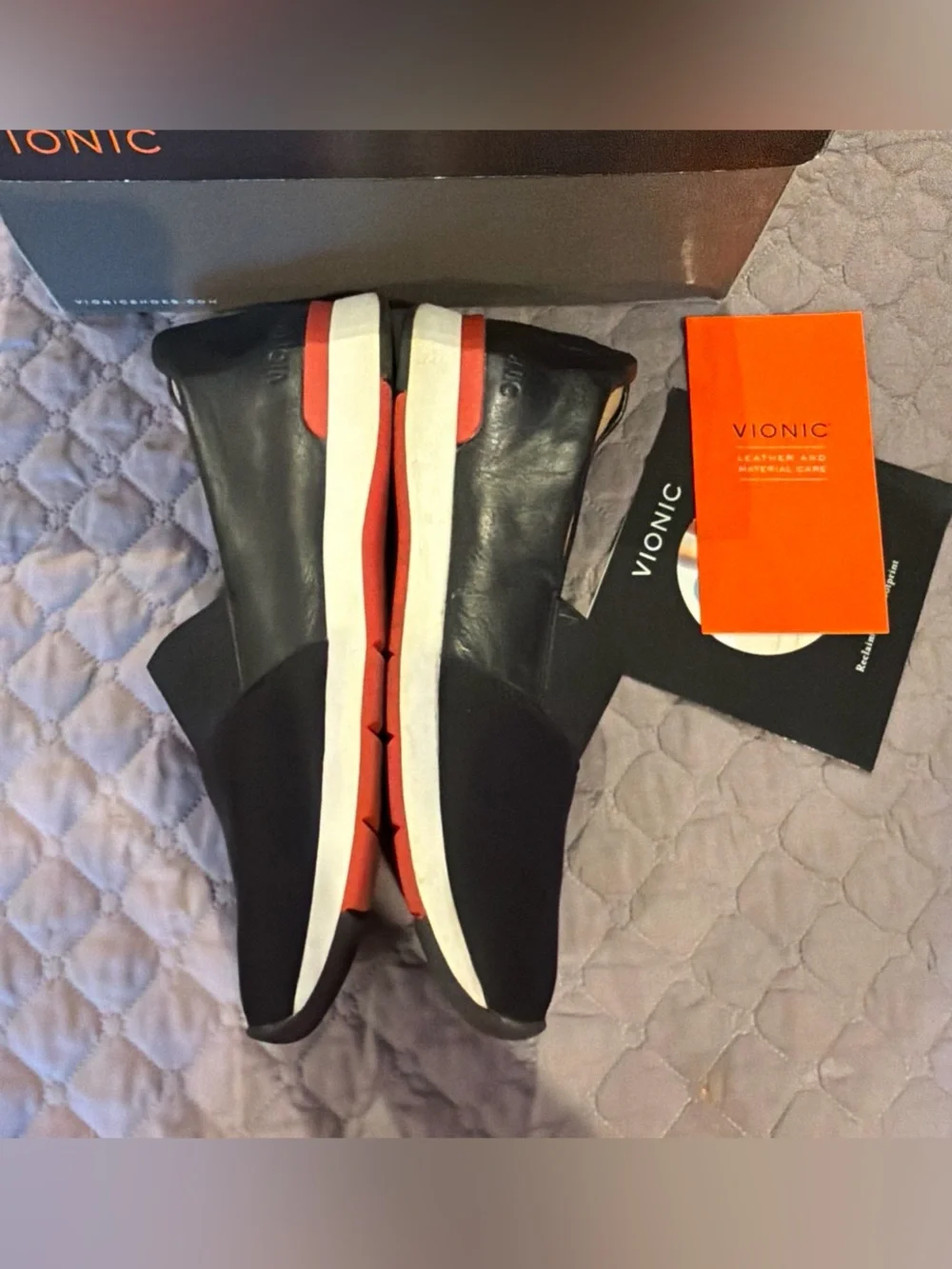 Vionic Cameo Black Slip-On Leather Sneakers